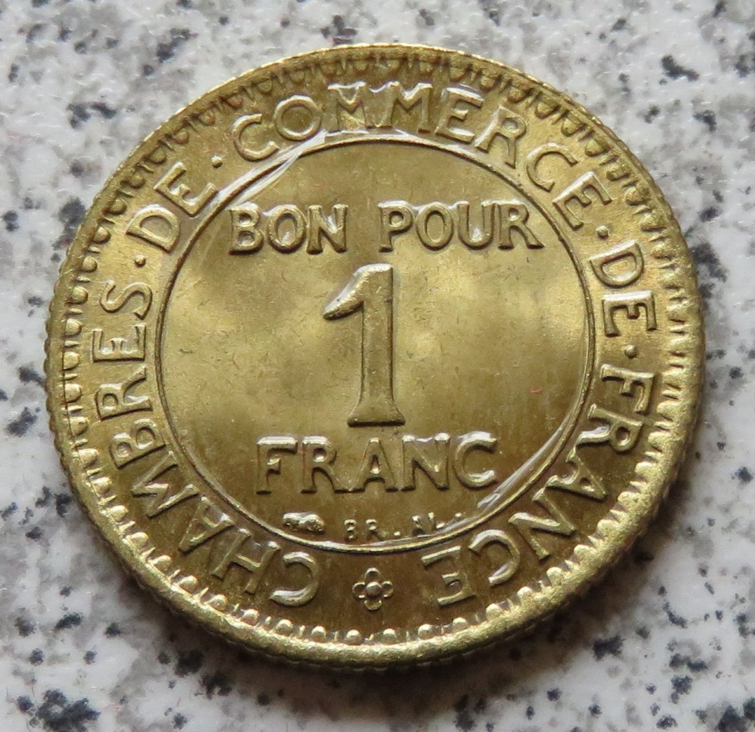  Frankreich 1 Franc 1921, Erhaltung, zaponiert   