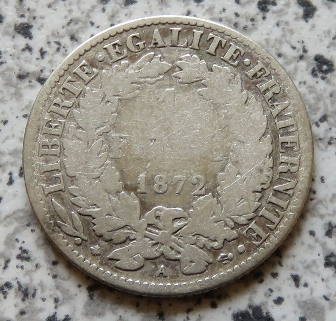  Frankreich 1 Franc 1872 A, Belegstück   