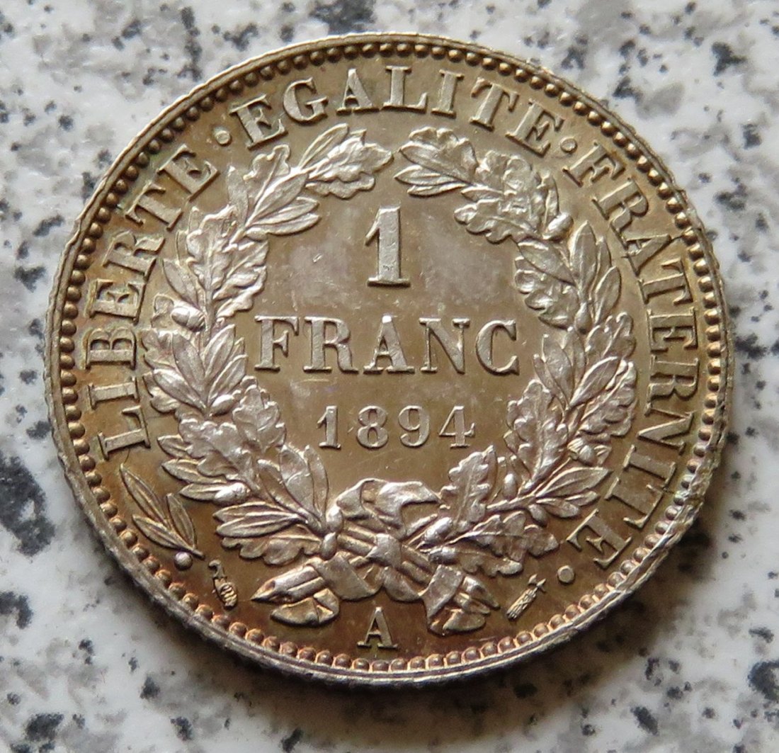  Frankreich 1 Franc 1894 A, Erhaltung   