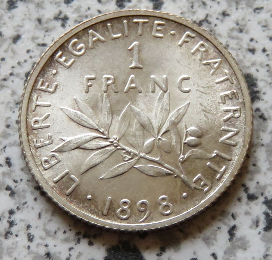  Frankreich 1 Franc 1898, Erhaltung   