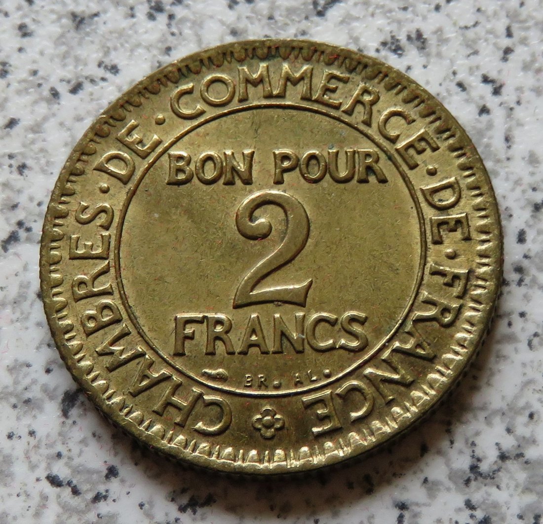  Frankreich 2 Francs 1923, Erhaltung   