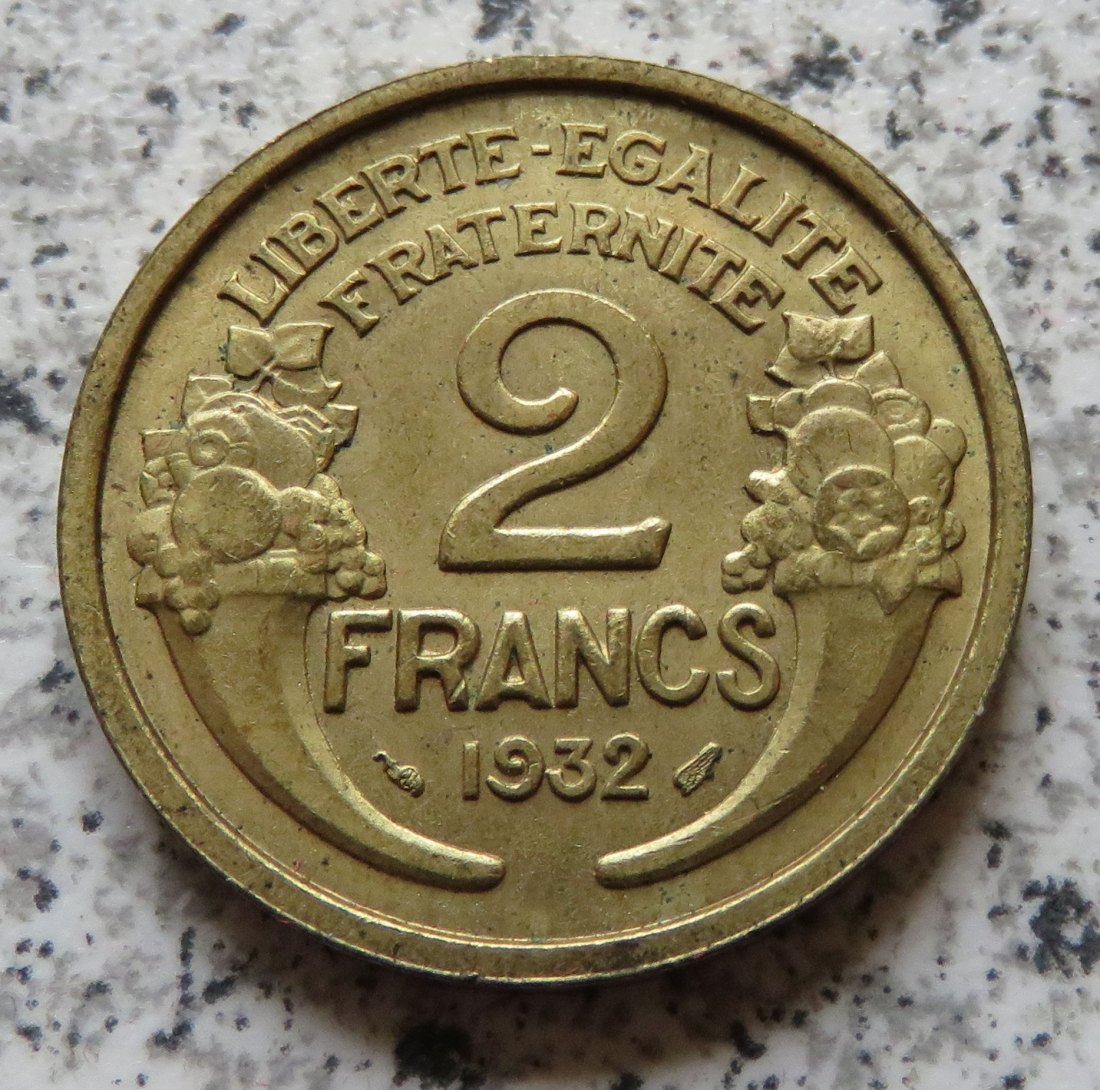  Frankreich 2 Francs 1932, Erhaltung   