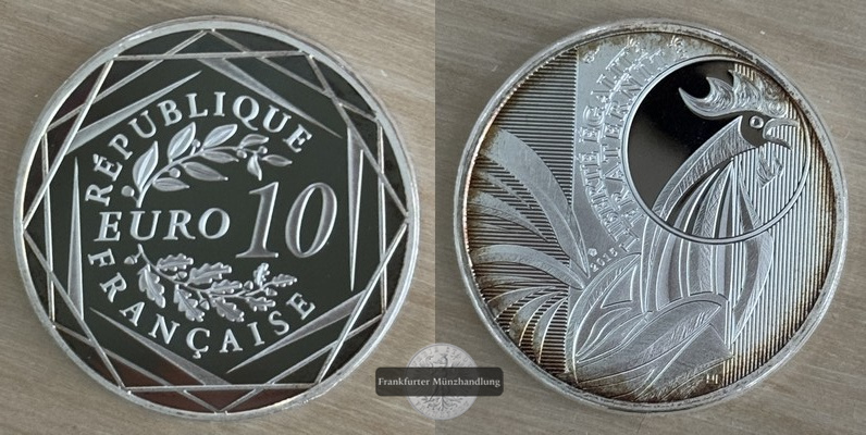  Frankreich,  10 Euro 2014  Gallischer Hahn  FM-Frankfurt Feinsilber: 5,66g   