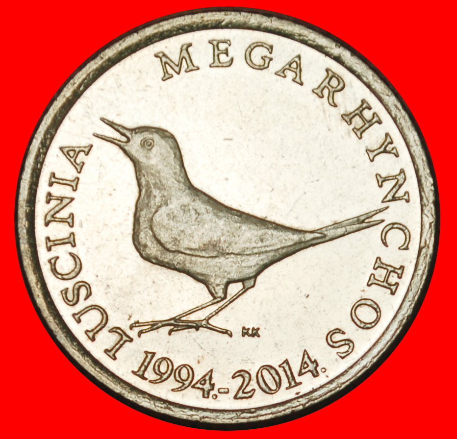  Ⰶ LATIN: YUGOSLAVIA CROATIA ★ 1 KUNA 1994-2014. NIGHTINGALE! MINT LUSTRE! LOW START ★ NO RESERVE!   