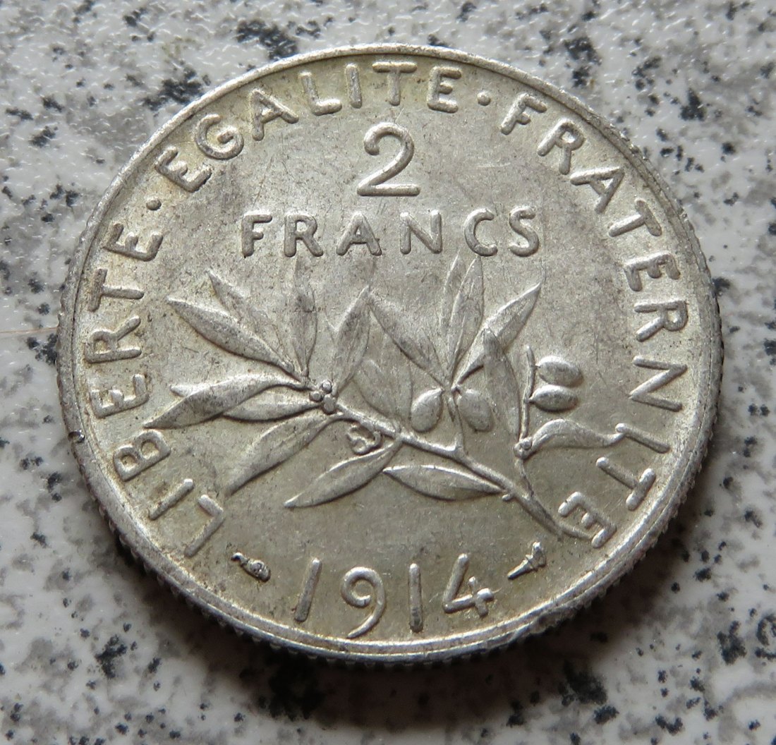  Frankreich 2 Francs 1914   