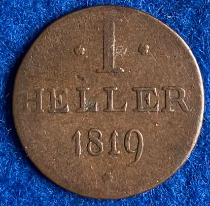  Stadt Frankfurt, 1819, 1 Heller, AKS 30, *17   