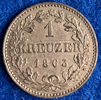  Stadt Frankfurt, 1863, 1 Kreuzer, AKS 28, *18   