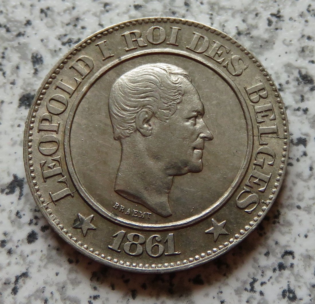  Belgien 20 Centimes 1861, besser   