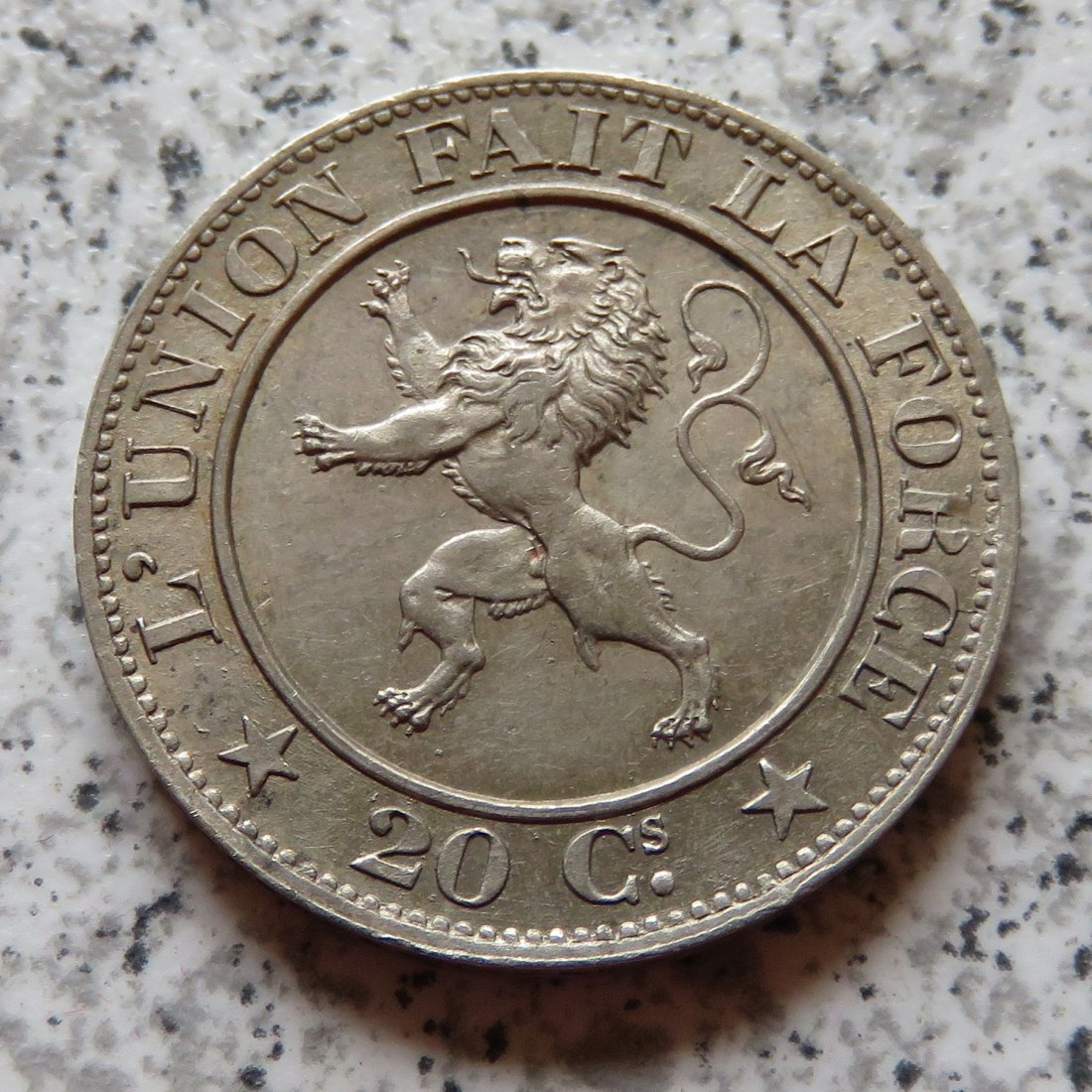  Belgien 20 Centimes 1861, besser   