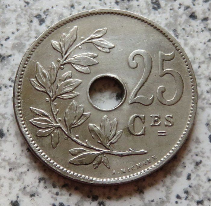  Belgien 25 Centimes 1908, französisch   