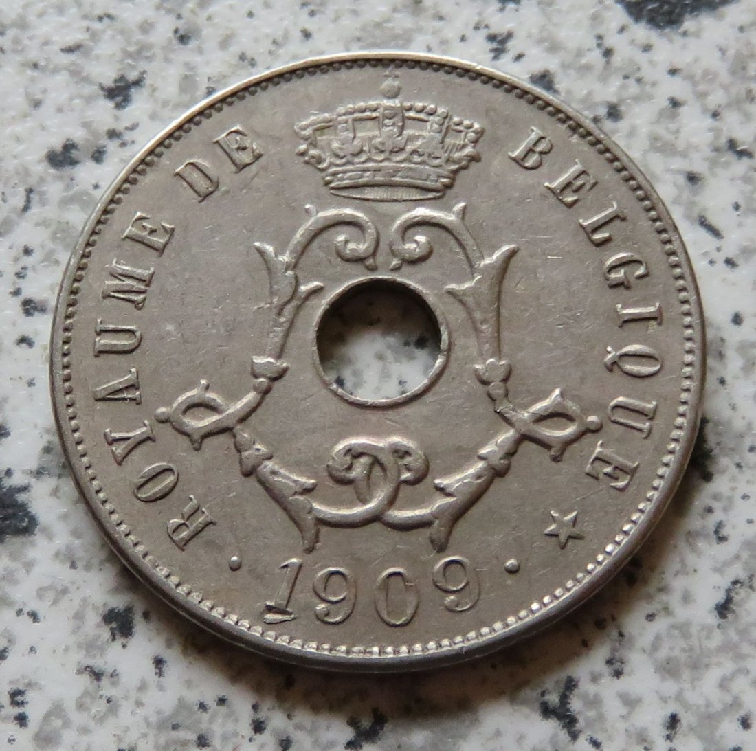  Belgien 25 Centimes 1909, französisch, besser   