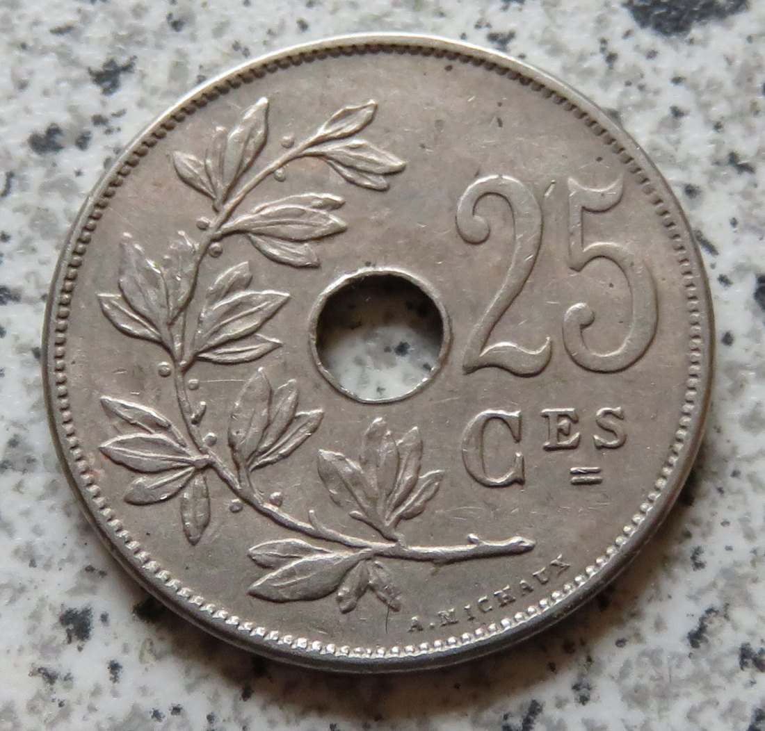  Belgien 25 Centimes 1909, französisch, besser   