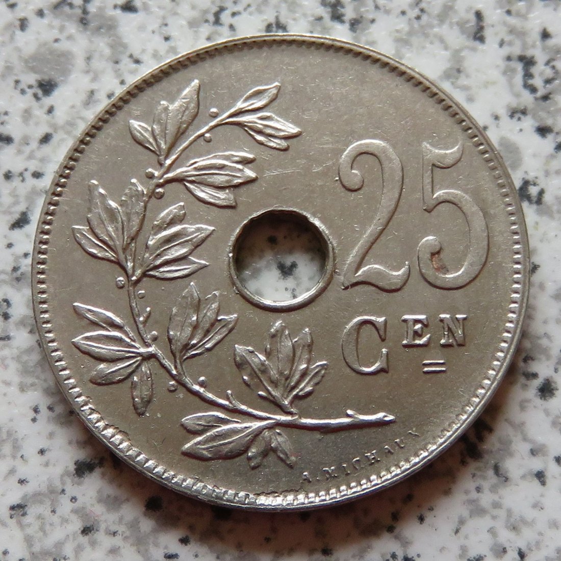  Belgien 25 Centimes 1913, französisch, Erhaltung   