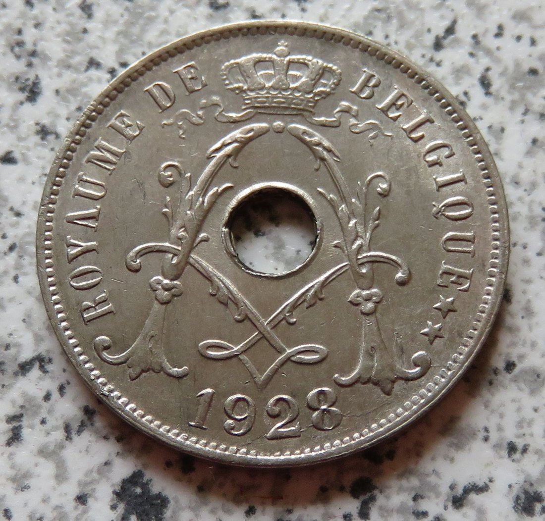  Belgien 25 Centimes 1928, französisch, besser   