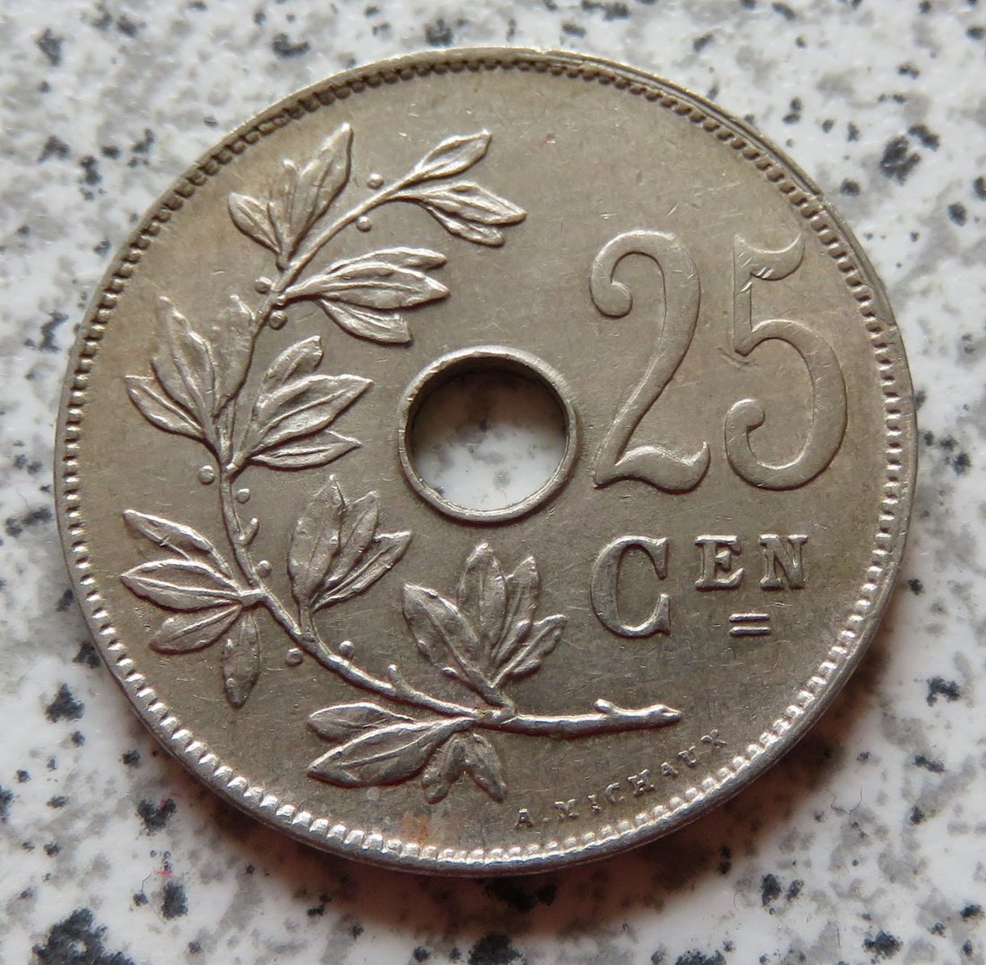  Belgien 25 Centimes 1928, flämisch, besser   