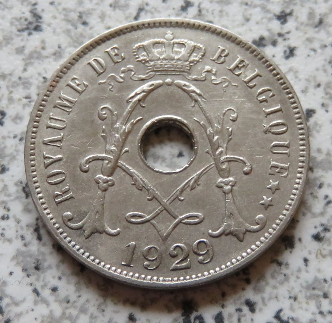  Belgien 25 Centimes 1929, französisch, besser   