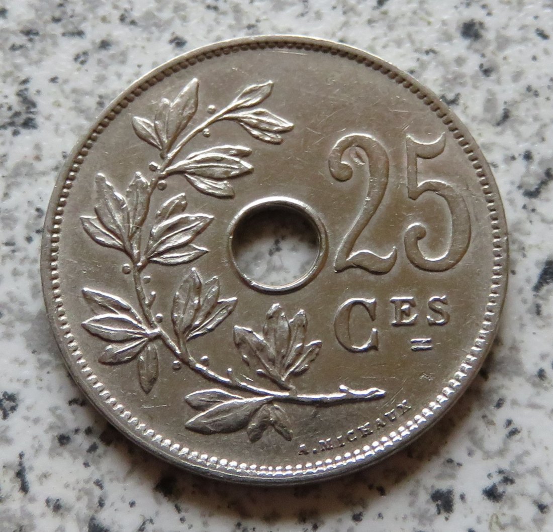  Belgien 25 Centimes 1929, französisch, besser   