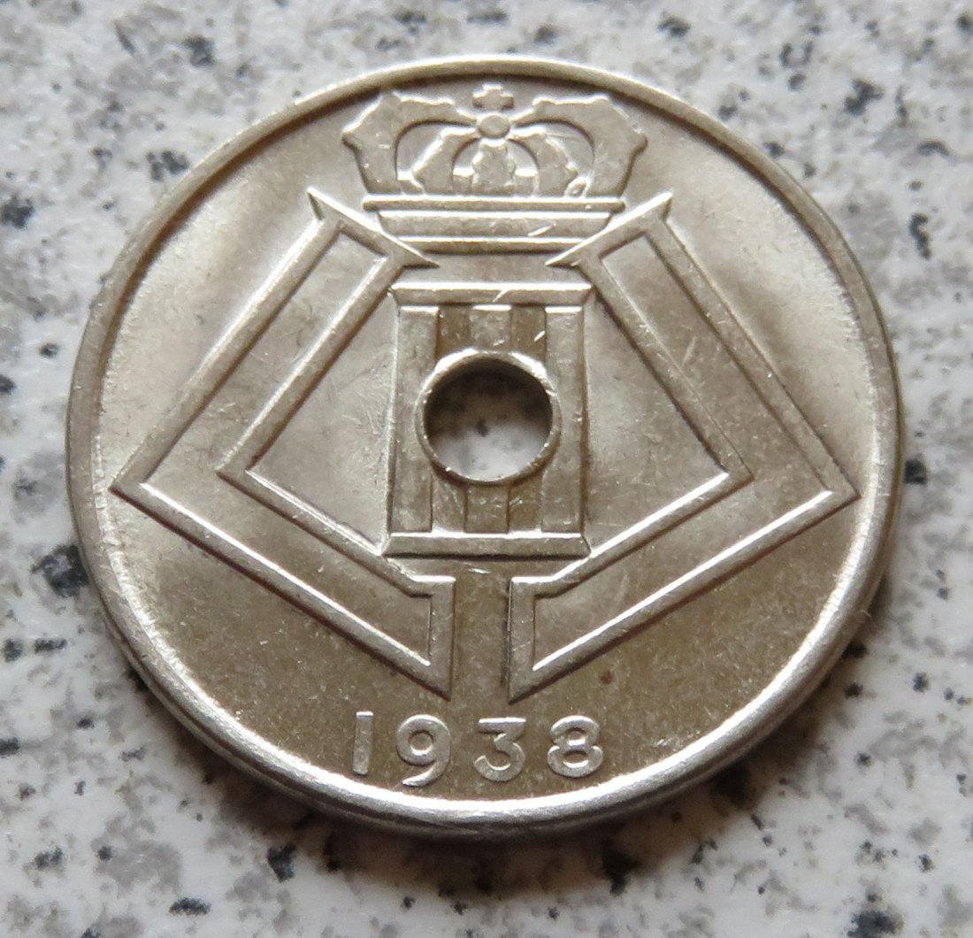  Belgien 25 Centimes 1938, französisch, besser   