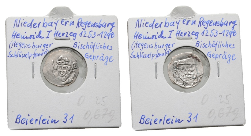  Altdeutschland; Regensburg; Schlüsselpfennig; Heinrich I   