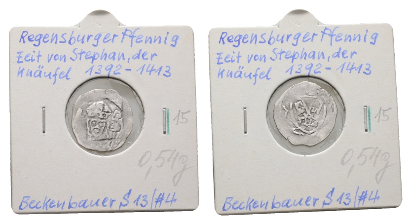  Altdeutschland; Regensburg; Pfennig; Stephan der Knäufel 1392-1413   