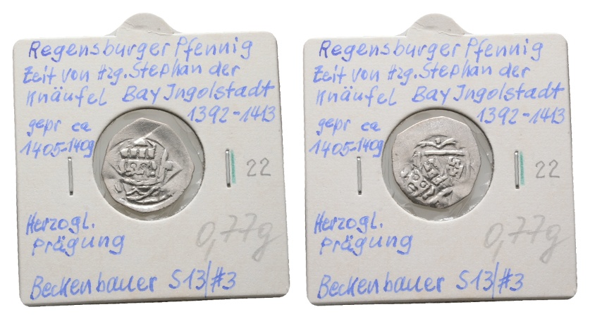  Altdeutschland; Regensburg; Pfennig; Stephan der Knäufel   