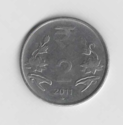  2 Rupees Indien 2011 mit Stern unter der Jahreszahl (N252)   