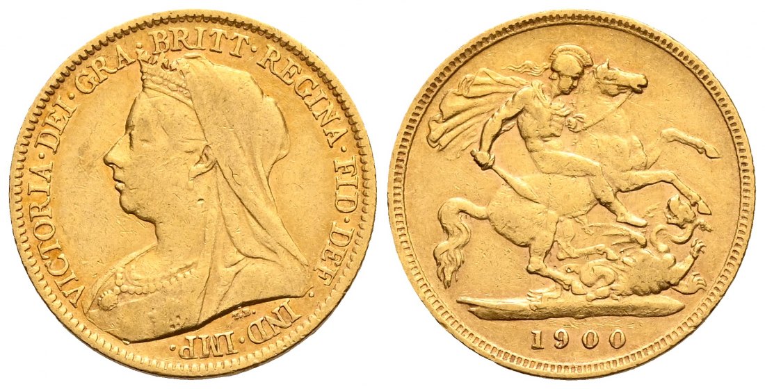 PEUS 2342 Großbritannien 3,66 g Feingold. Witwenschleier Victoria (1837 - 1901) 1/2 Sovereign GOLD 1900 Sehr schön