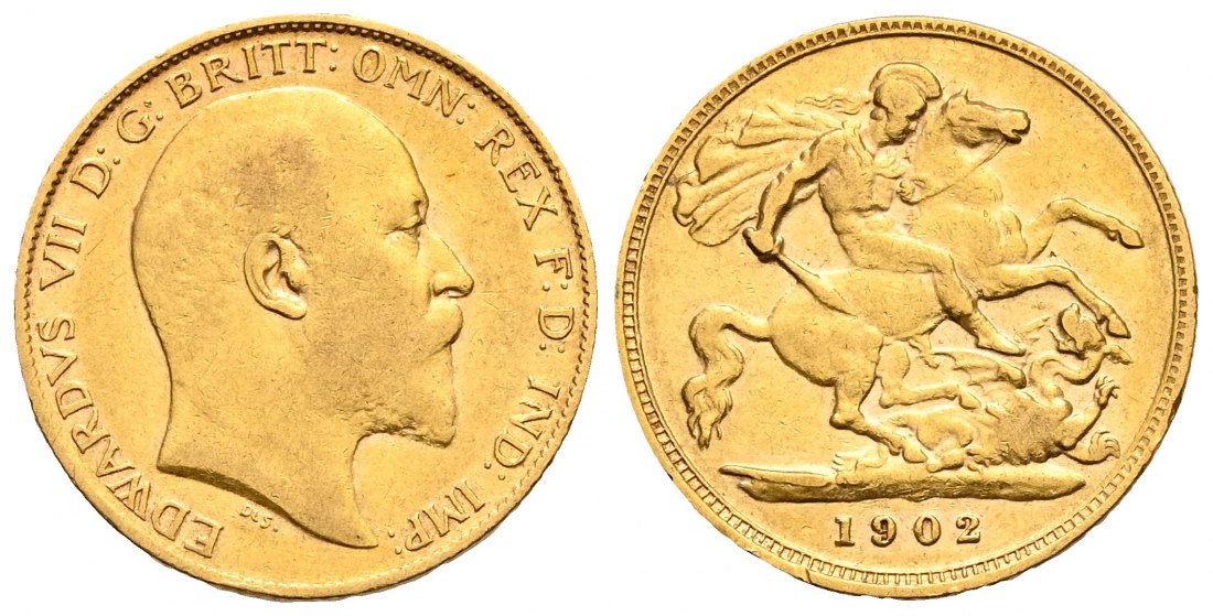 PEUS 2343 Großbritannien 3,66 g Feingold. Eduard VII. (1901 - 1910) 1/2 Sovereign GOLD 1902 Sehr schön