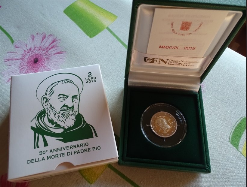  2 Euro Gedenkmünze Vatikan 2018 Padre Pio PP   