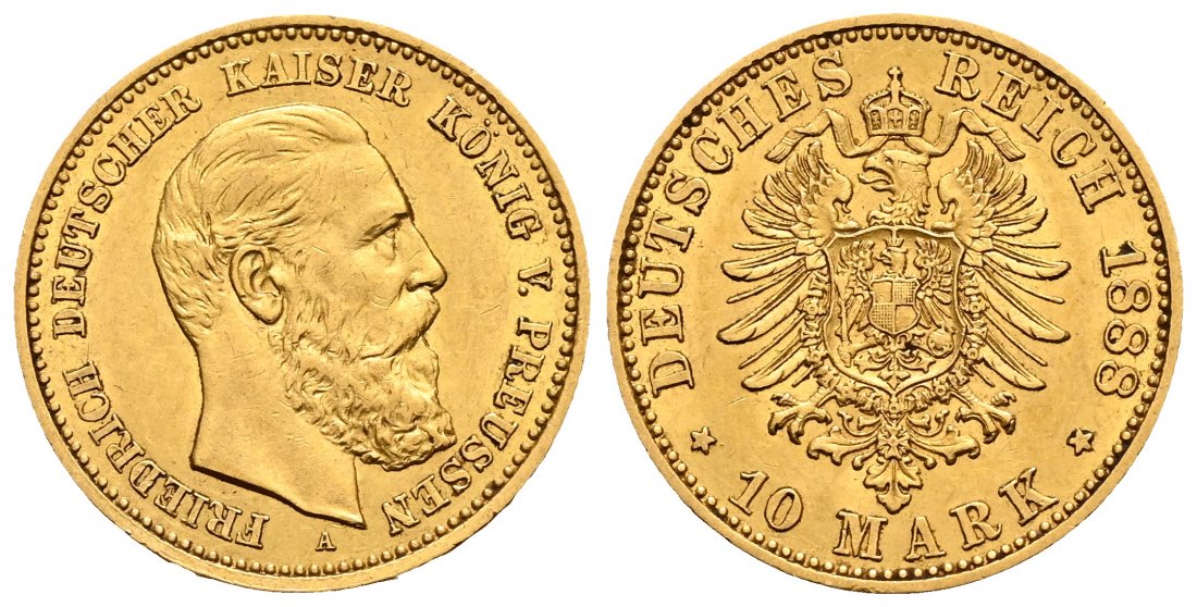 PEUS 2349 Kaiserreich - Preußen 7,16 g Feingold. Friedrich III. (09.03.- 15.06.1888) 20 Mark GOLD 1888 A Sehr schön / Vorzüglich