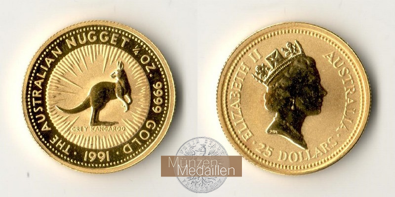 Australien MM-Frankfurt Feingold: 7,78g 25 Dollars 1991 