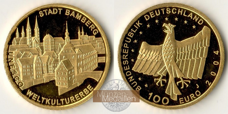 BRD  100 Euro MM-Frankfurt  Feingold: 15,55g Unesco World Heritage Sites Bamberg 2004 J 