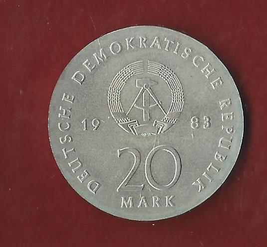  DDR 20 Mark Luther 1983 Koblenzer Münzen Studio Koblenz Frank Maurer AH120   