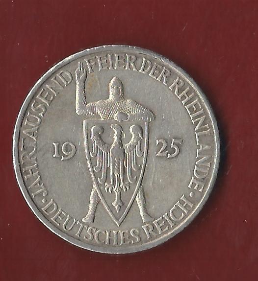  Weimar 5 Mark Rheinlande 1925 J  Koblenzer Münzen Studio Koblenz Frank Maurer AH123   