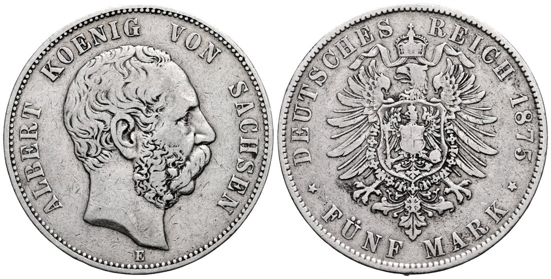 PEUS 2370 Sachsen - Kaiserreich Albert (1873 - 1902) 5 Mark 1875 E Sehr schön