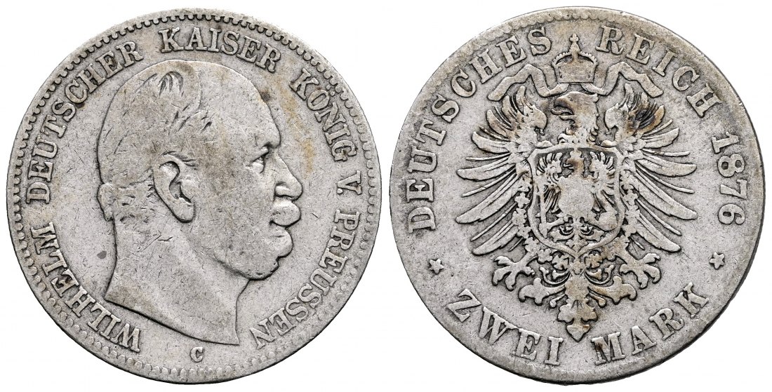 PEUS 2371 Preußen - Kaiserreich Wilhelm I. (1861 - 1888) 2 Mark 1876 C Frankfurt Fast sehr schön