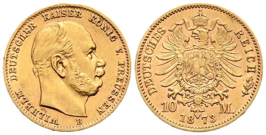 PEUS 2351 Kaiserreich - Preußen 3,58 g Feingold. Wilhelm I. (1861 - 1888) 10 Mark GOLD 1873 B Hannover Sehr schön