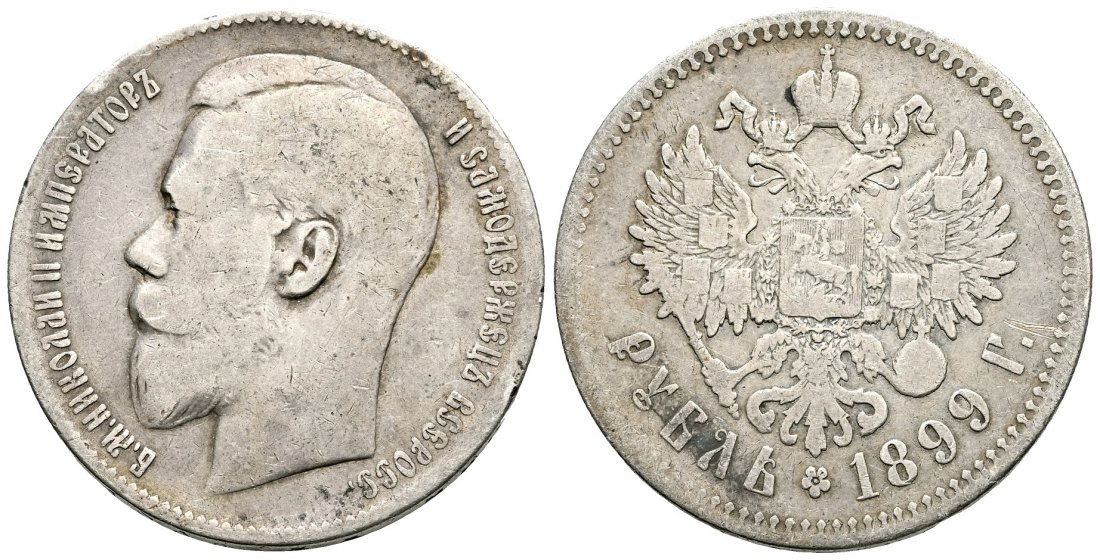 PEUS 2363 Russland 18 g Feinsilber. Zar Nikolaus II. (1894 - 1917) Rubel 1899 Fast sehr schön