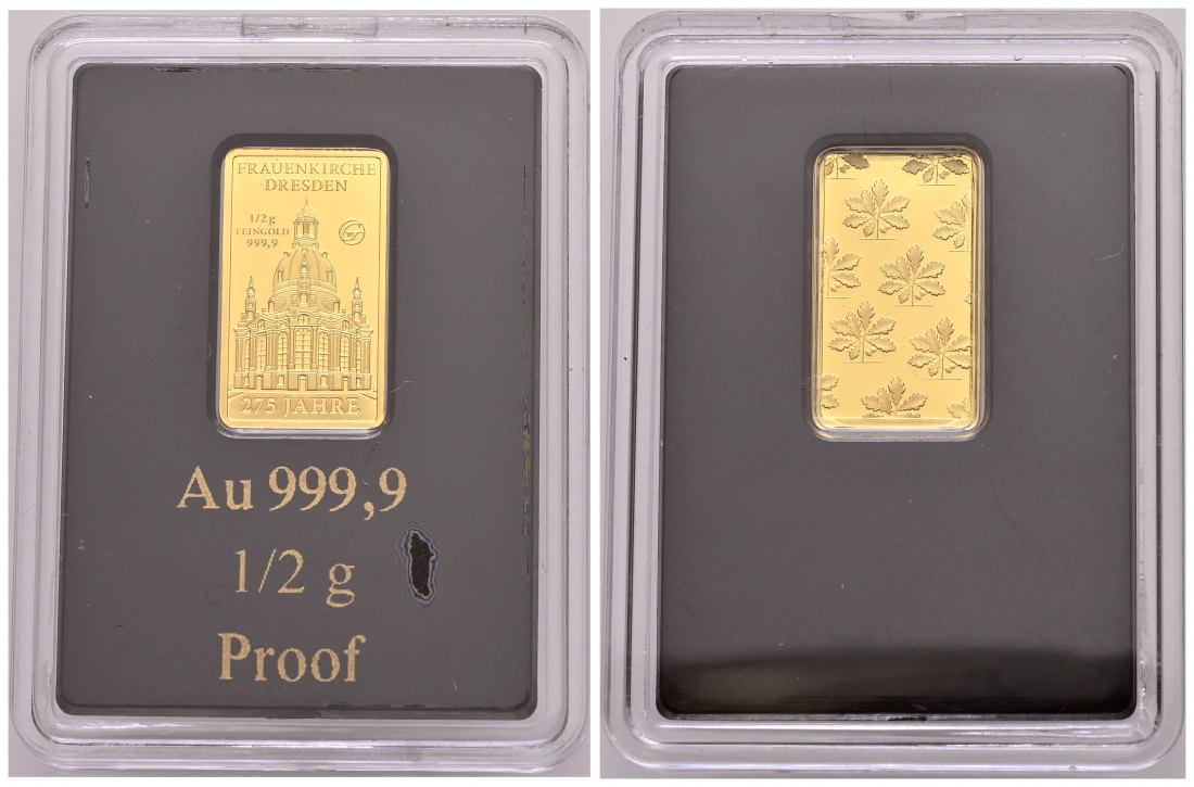 PEUS 2365 BRD 0,5 g Feingold. Dresden Frauenkirche GOLD 1/2 g o.J. Uncirculated (Kapsel)