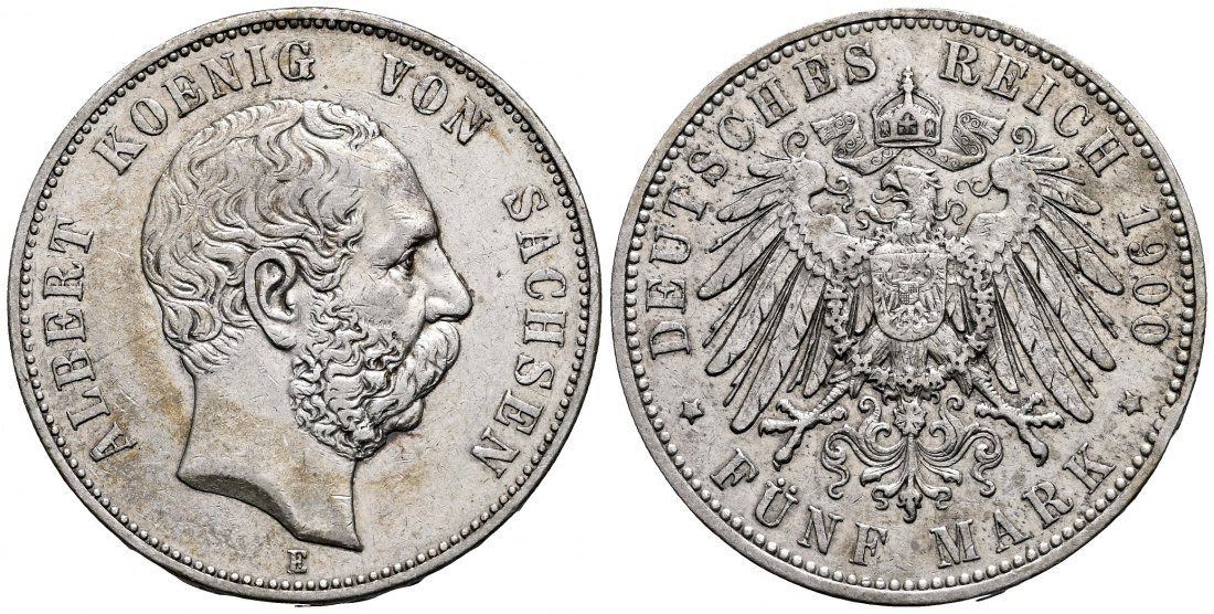 PEUS 2378 Kaiserreich - Sachsen Albert (1873 - 1902) 5 Mark 1900 E Sehr schön