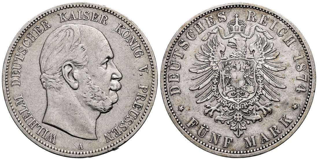 PEUS 2384 Preußen - Kaiserreich Wilhelm I. (1861 - 1888) 5 Mark 1874 A Berlin Sehr schön