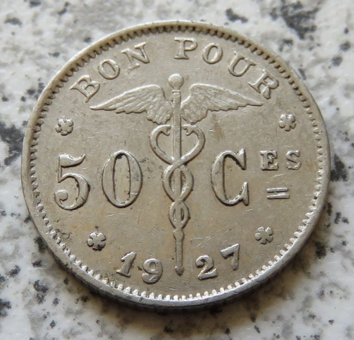  Belgien 50 Centimes 1927, französisch   