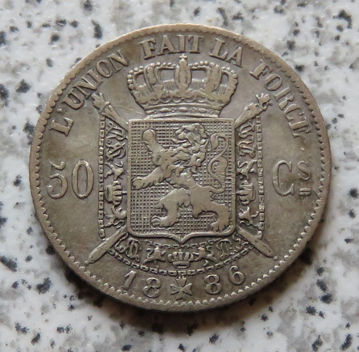  Belgien 50 Centimes 1886, französisch   