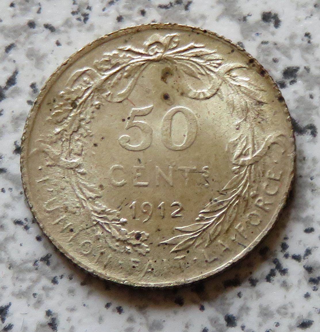  Belgien 50 Centimes 1912, französisch, besser   