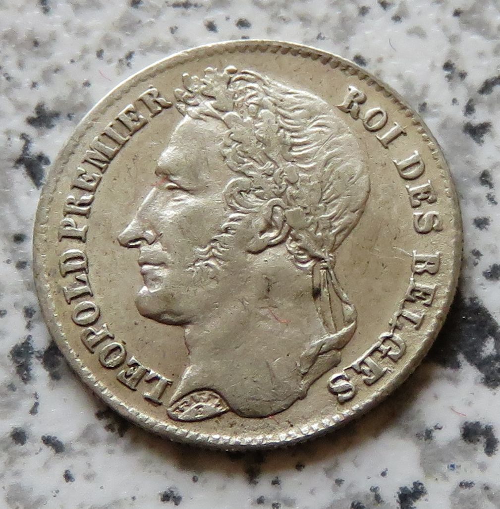  Belgien 1/4 Franc 1844, besser   