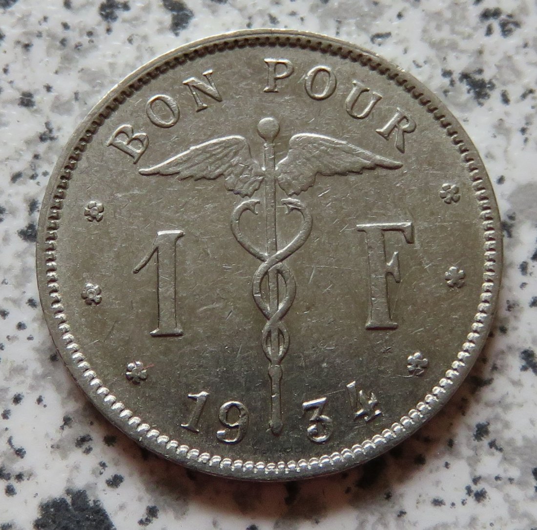  Belgien 1 Franc 1934, französisch   