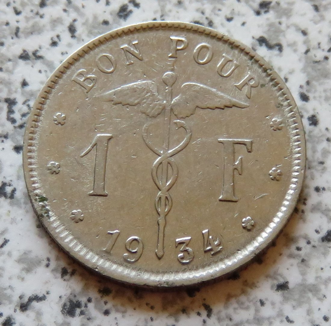  Belgien 1 Franc 1934, französisch   