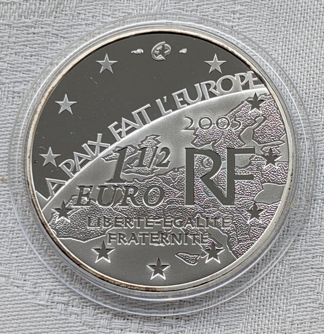  Silbermünze Frankreich 1 1/2 Euro 60 Jahre Frieden und Freiheit   