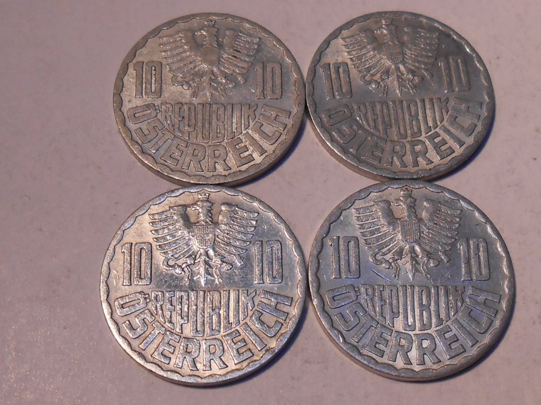  M.201. Österreich 4er Lot, 10 Groschen 1955, 1957, 1959 und 1963   