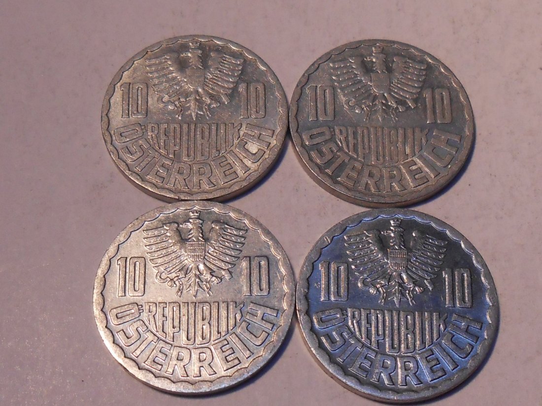  M.202. Österreich 4er Lot, 10 Groschen 1955, 1966, 1980 und 1983   